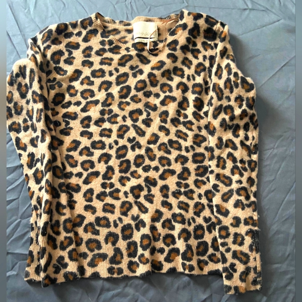Cynthia Rowley 2-ply cashmere cat print sweater